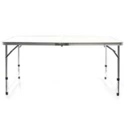 Toboli Campingtisch klappbar 120x60x70cm höhenverstellbar 54/61/70cm Klapptisch Aluminiumrahmen und Tischplatte aus MDF tragbarer Multifunktionstisch Buffettisch Camping Tisch Garten faltbar