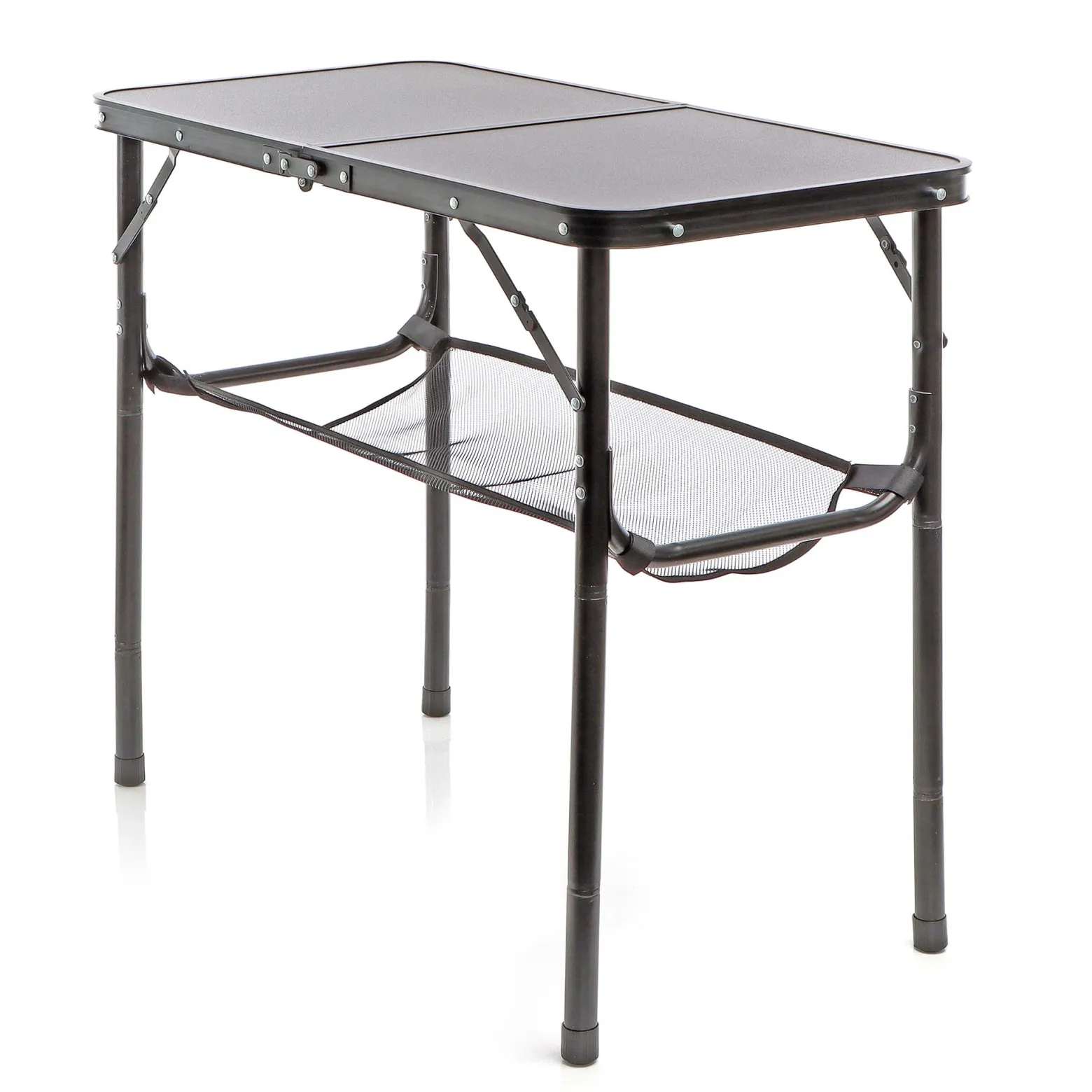 Toboli Campingtisch Schwarz 80x40cm höhenverstellbar auf 31/45/56/70 cm Aluminium Klapptisch Falttisch Outdoor klappbarer Tisch für Camping, Garten und Balkon, Camping Tisch faltbar