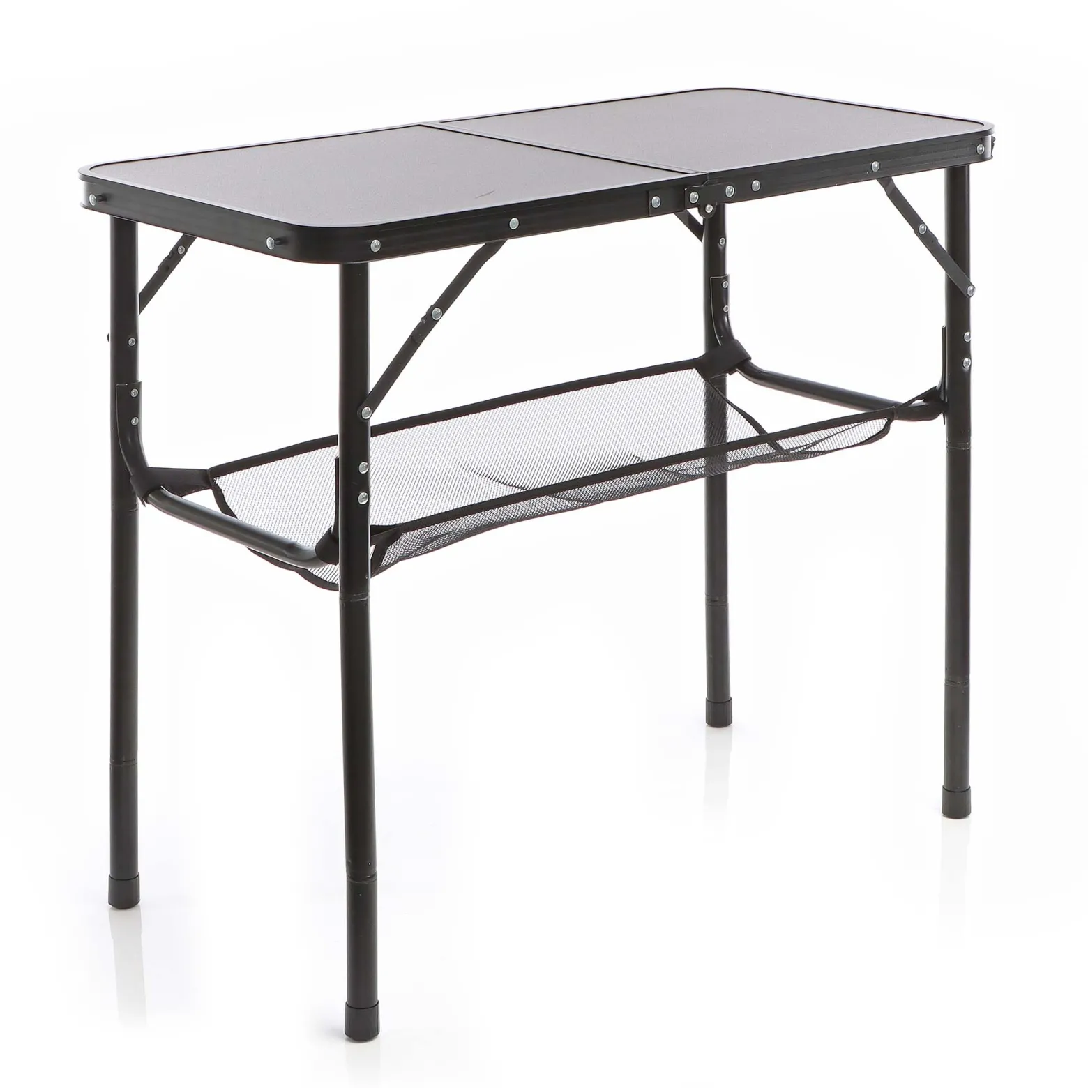 Toboli Campingtisch Schwarz 80x40cm höhenverstellbar auf 31/45/56/70 cm Aluminium Klapptisch Falttisch Outdoor klappbarer Tisch für Camping, Garten und Balkon, Camping Tisch faltbar