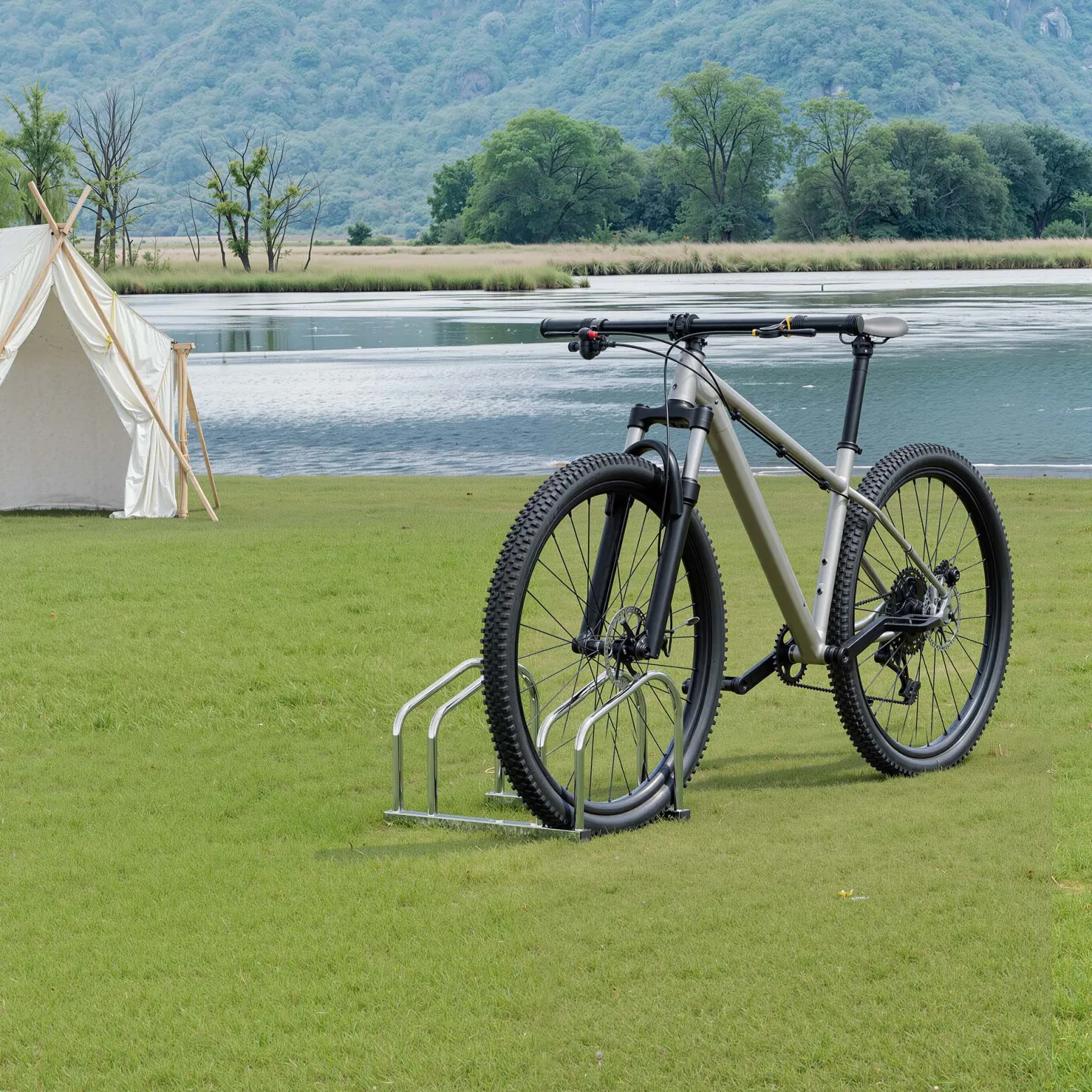Toboli Fahrradständer für 2 Fahrräder 37,5x32x27cm aus verzinktem Stahl für drinnen und draußen geeignet für Boden- und Wandmontage Reihenparker Fahrradbügel