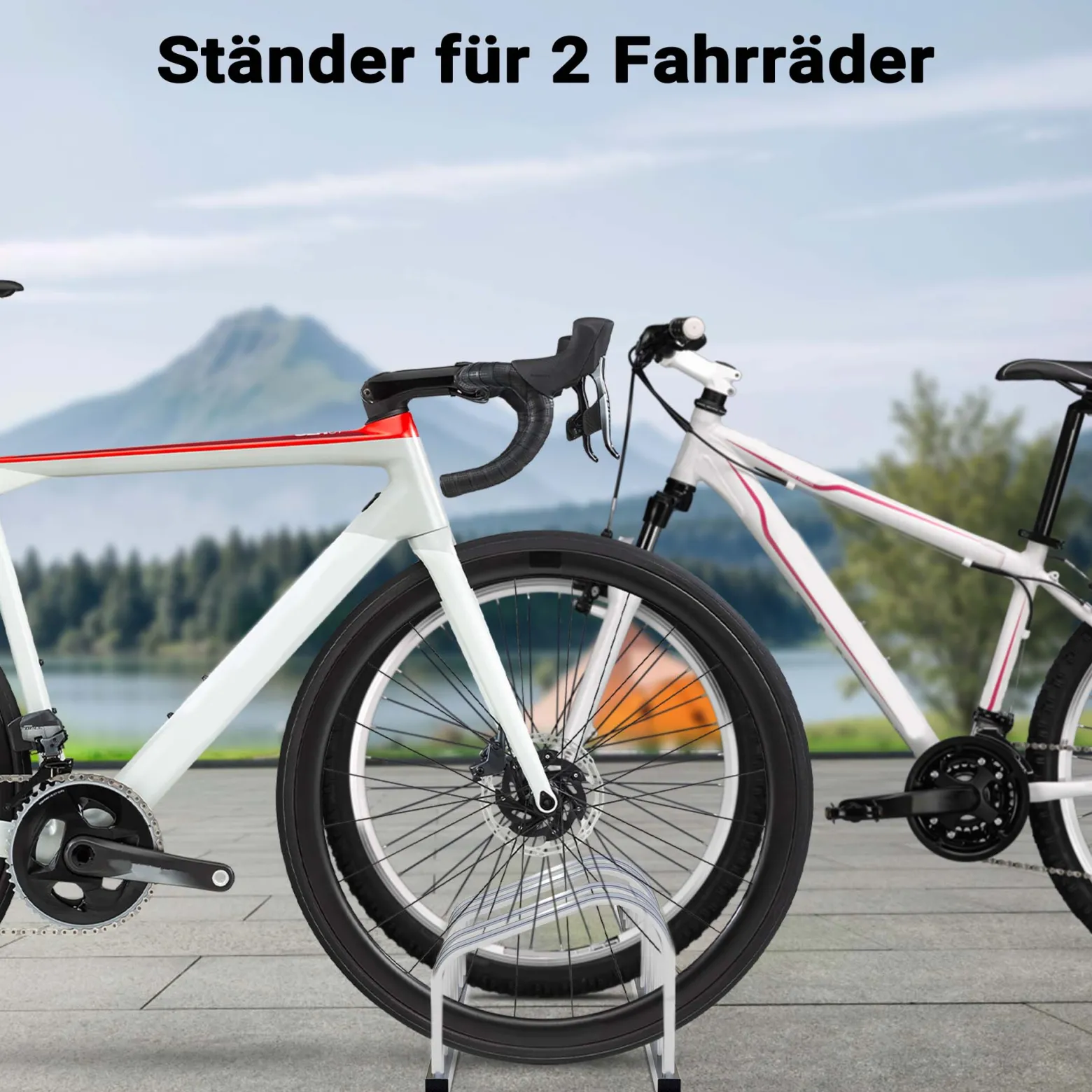 Toboli Fahrradständer für 2 Fahrräder 37,5x32x27cm aus verzinktem Stahl für drinnen und draußen geeignet für Boden- und Wandmontage Reihenparker Fahrradbügel