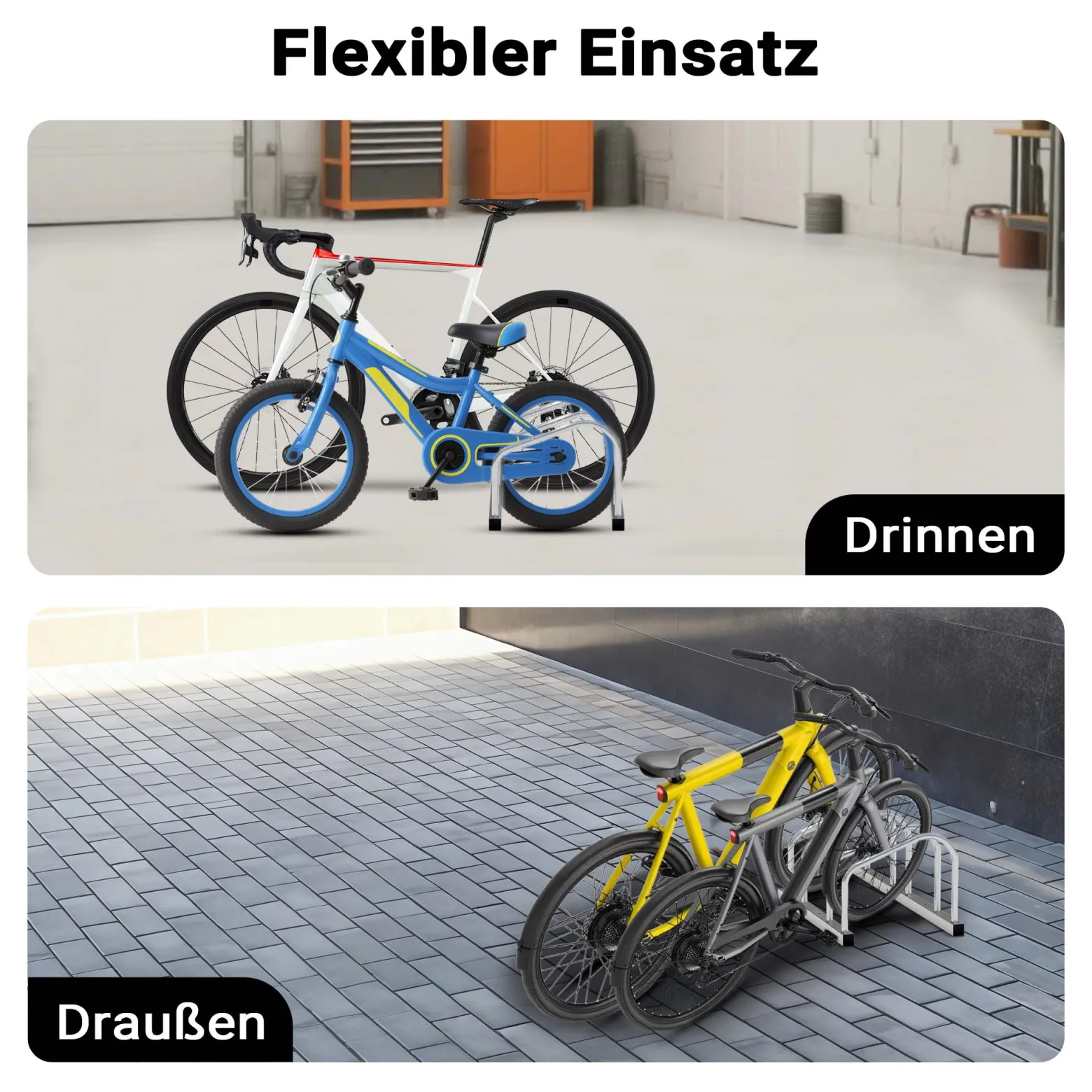 Toboli Fahrradständer für 2 Fahrräder 37,5x32x27cm aus verzinktem Stahl für drinnen und draußen geeignet für Boden- und Wandmontage Reihenparker Fahrradbügel