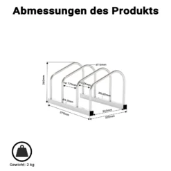 Toboli Fahrradständer für 2 Fahrräder 37,5x32x27cm aus verzinktem Stahl für drinnen und draußen geeignet für Boden- und Wandmontage Reihenparker Fahrradbügel