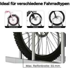 Toboli Fahrradständer für 2 Fahrräder 37,5x32x27cm aus verzinktem Stahl für drinnen und draußen geeignet für Boden- und Wandmontage Reihenparker Fahrradbügel