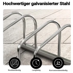 Toboli Fahrradständer für 2 Fahrräder 37,5x32x27cm aus verzinktem Stahl für drinnen und draußen geeignet für Boden- und Wandmontage Reihenparker Fahrradbügel