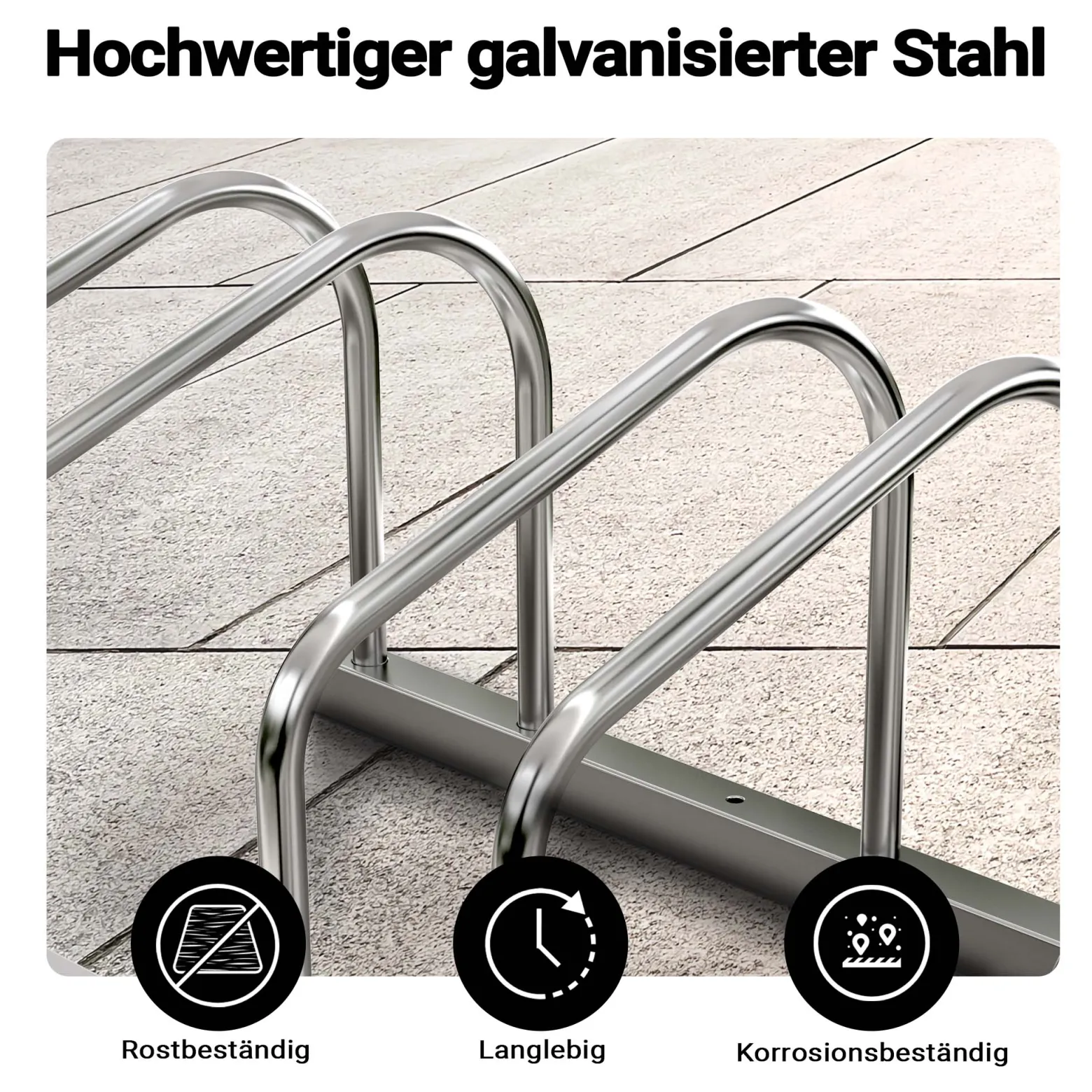 Toboli Fahrradständer für 2 Fahrräder 37,5x32x27cm aus verzinktem Stahl für drinnen und draußen geeignet für Boden- und Wandmontage Reihenparker Fahrradbügel