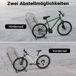 Toboli Fahrradständer für 6 Fahrräder 168x32x26 cm aus verzinktem Stahl für drinnen und draußen geeignet für Boden- und Wandmontage Reihenparker Fahrradbügel