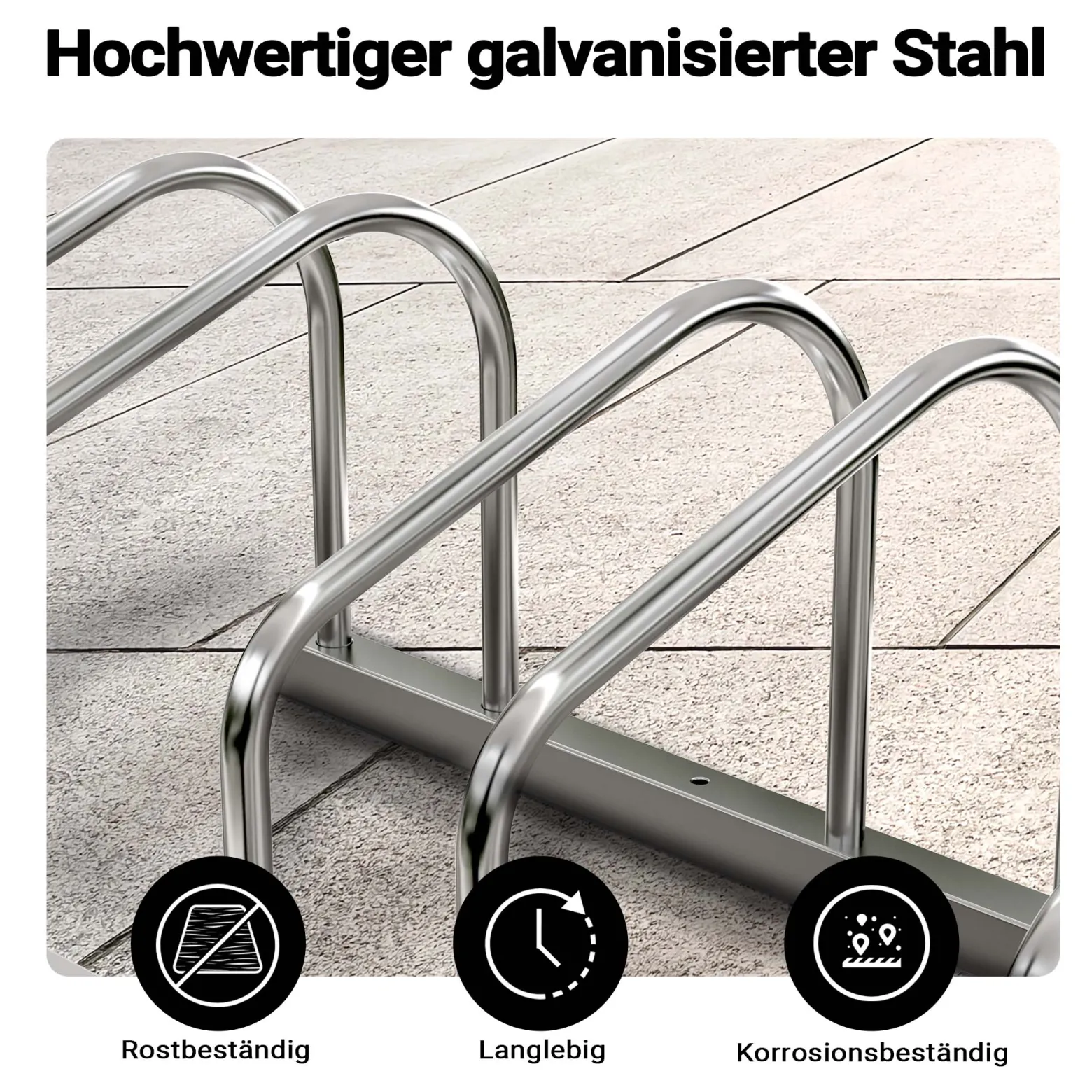 Toboli Fahrradständer für 6 Fahrräder 168x32x26 cm aus verzinktem Stahl für drinnen und draußen geeignet für Boden- und Wandmontage Reihenparker Fahrradbügel