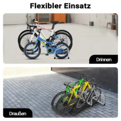 Toboli Fahrradständer für 6 Fahrräder 168x32x26 cm aus verzinktem Stahl für drinnen und draußen geeignet für Boden- und Wandmontage Reihenparker Fahrradbügel