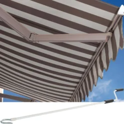 Toboli Gelenkarmmarkise 3x2,5m Anthrazit/Weiß Sonnenmarkise für Wandmontage Markise mit UV-Schutz