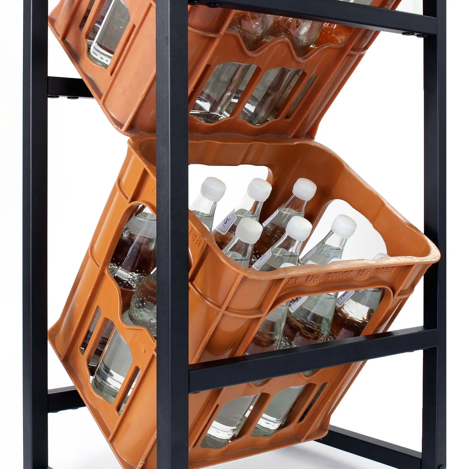 Toboli Getränkekistenregal für 3 Kästen, Kistenregal aus Stahl, 47 x 31 x 116 cm, 20kg pro Ebene