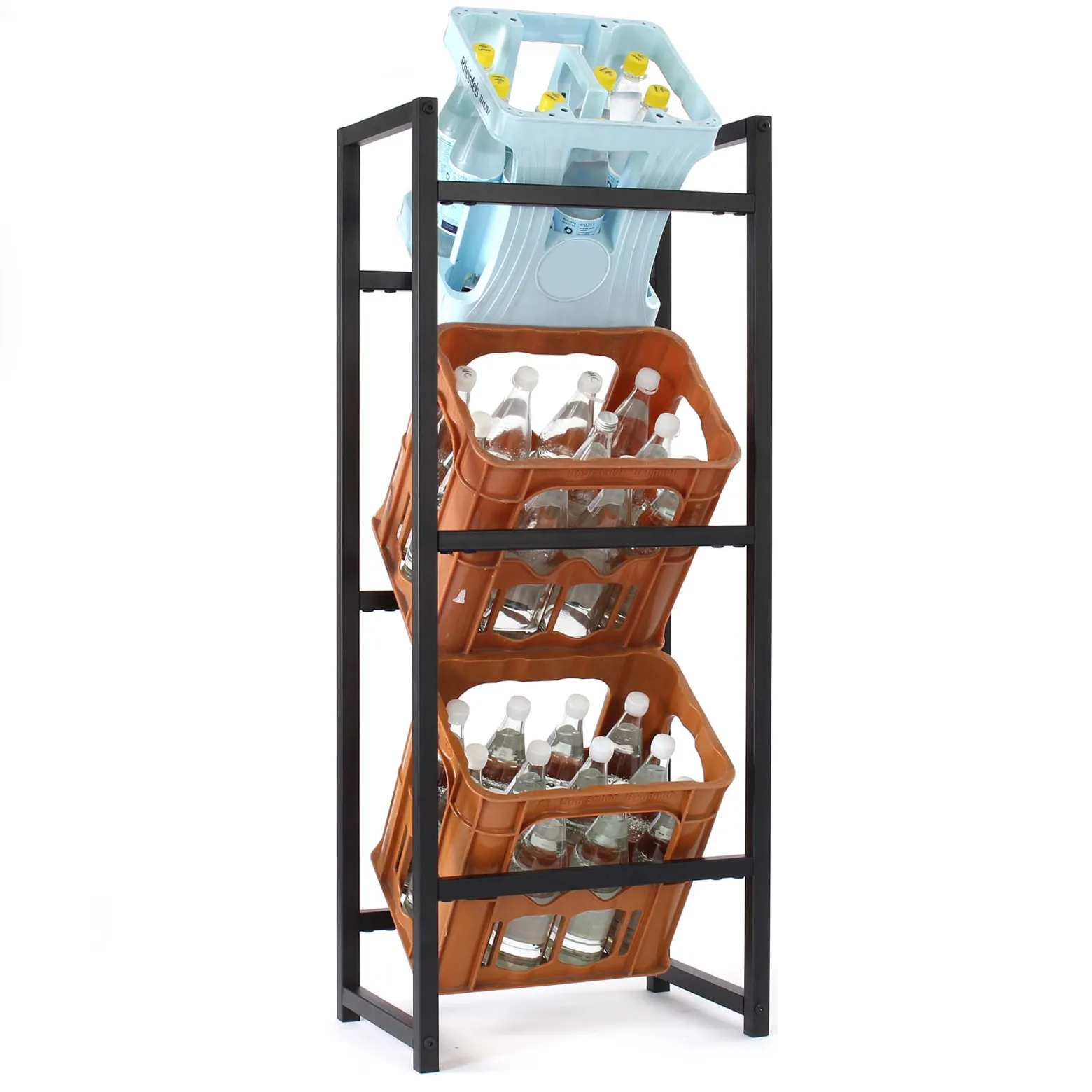 Toboli Getränkekistenregal für 3 Kästen, Kistenregal aus Stahl, 47 x 31 x 116 cm, 20kg pro Ebene