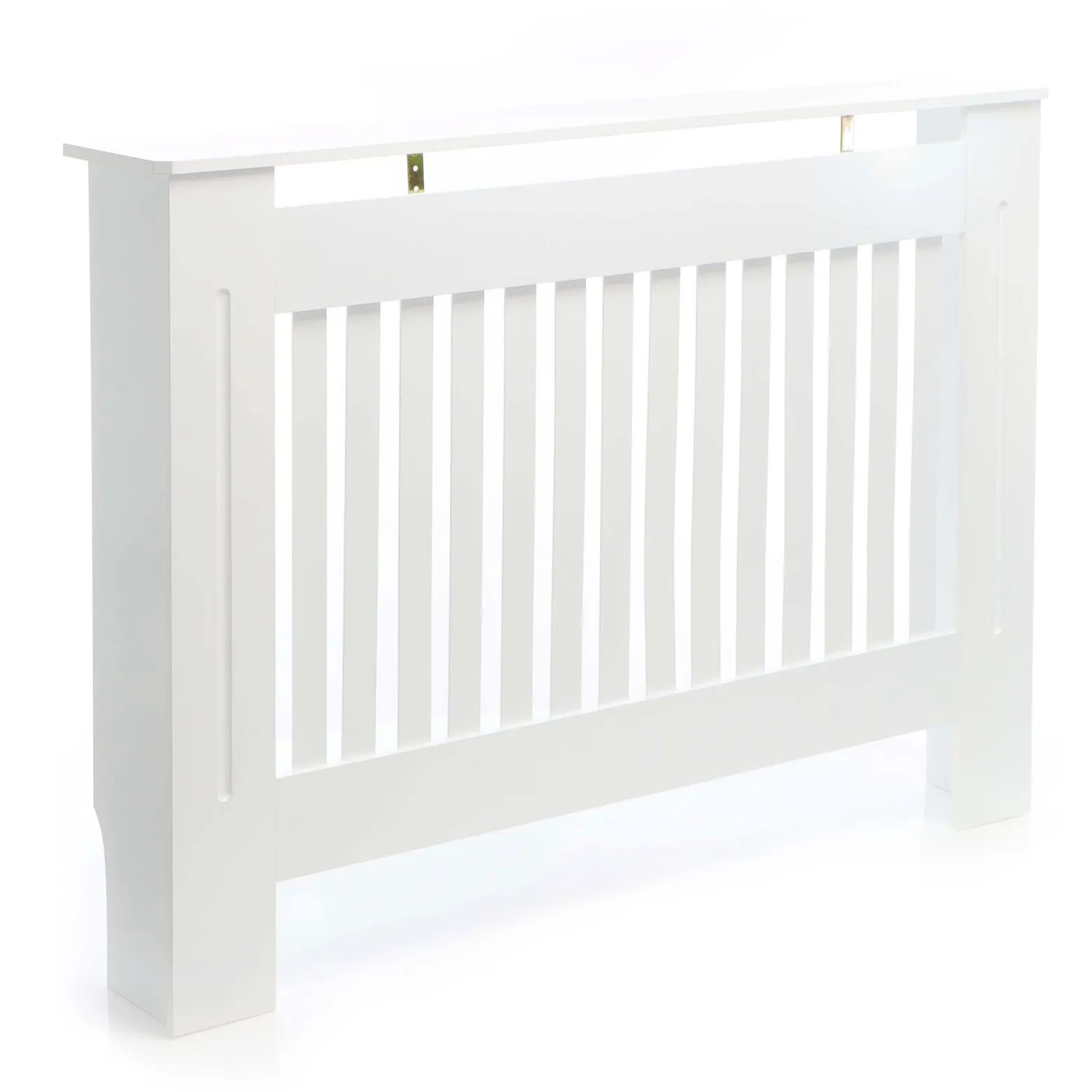 Toboli Heizkörperverkleidung weiß 112 x 19 x 82 cm, Heizkörperabdeckung aus MDF, Holzverkleidung für Heizkörper in Lamellenoptik