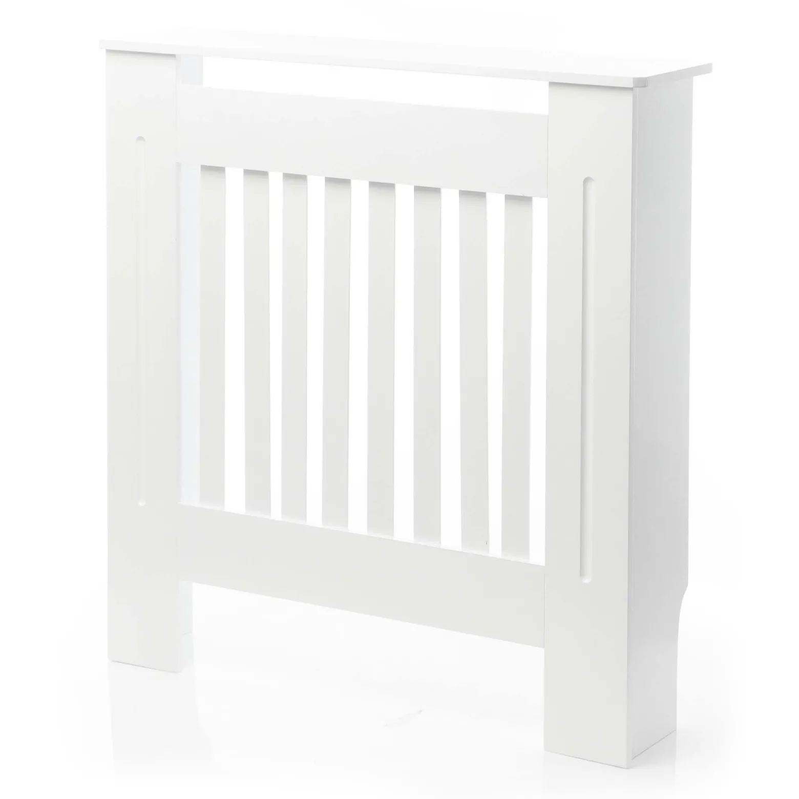 Toboli Heizkörperverkleidung weiß 78 x 19 x 82 cm, Heizkörperabdeckung aus MDF, Holzverkleidung für Heizkörper in Lamellenoptik