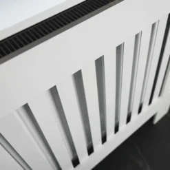 Toboli Heizkörperverkleidung weiß 78 x 19 x 82 cm, Heizkörperabdeckung aus MDF, Holzverkleidung für Heizkörper in Lamellenoptik