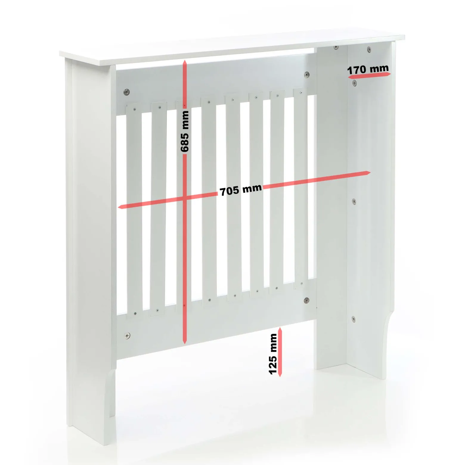Toboli Heizkörperverkleidung weiß 78 x 19 x 82 cm, Heizkörperabdeckung aus MDF, Holzverkleidung für Heizkörper in Lamellenoptik