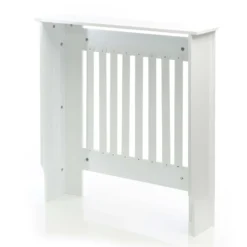 Toboli Heizkörperverkleidung weiß 78 x 19 x 82 cm, Heizkörperabdeckung aus MDF, Holzverkleidung für Heizkörper in Lamellenoptik