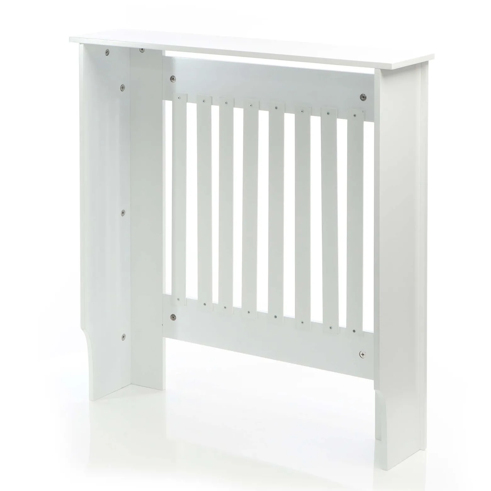 Toboli Heizkörperverkleidung weiß 78 x 19 x 82 cm, Heizkörperabdeckung aus MDF, Holzverkleidung für Heizkörper in Lamellenoptik