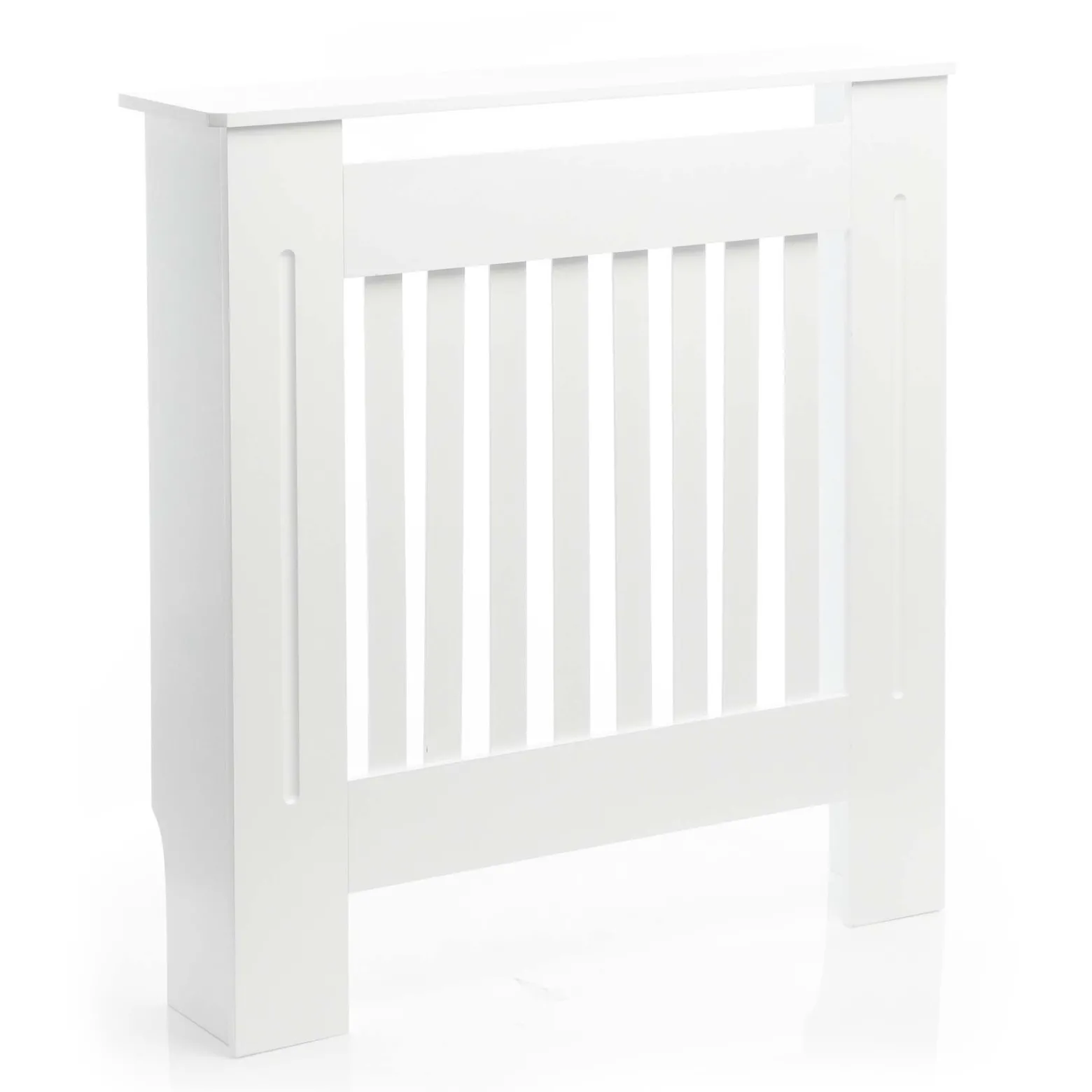 Toboli Heizkörperverkleidung weiß 78 x 19 x 82 cm, Heizkörperabdeckung aus MDF, Holzverkleidung für Heizkörper in Lamellenoptik