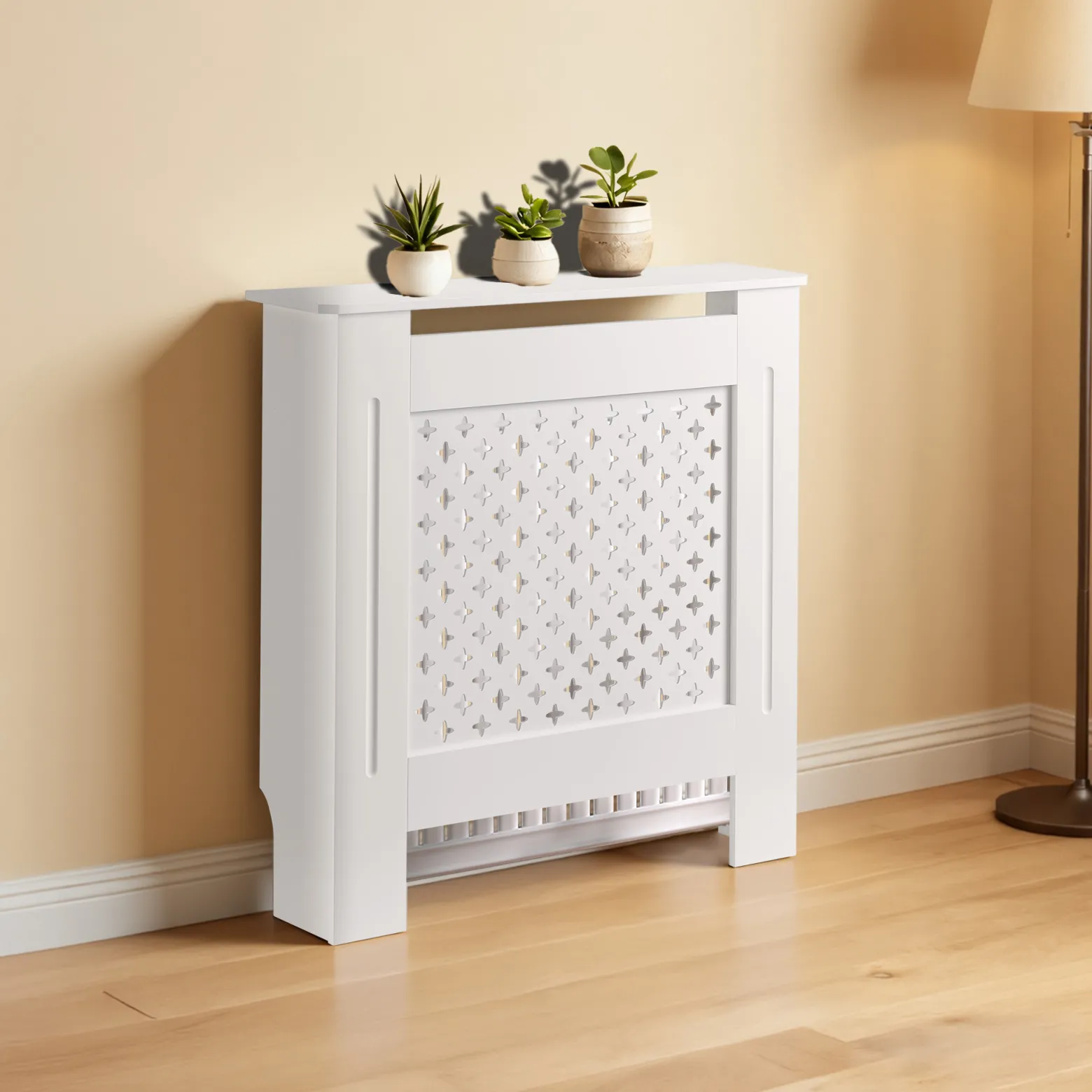Toboli Heizkörperverkleidung weiß 78 x 19 x 82 cm, Heizkörperabdeckung aus MDF, Holzverkleidung für Heizkörper, Heizung stilvoll verkleiden