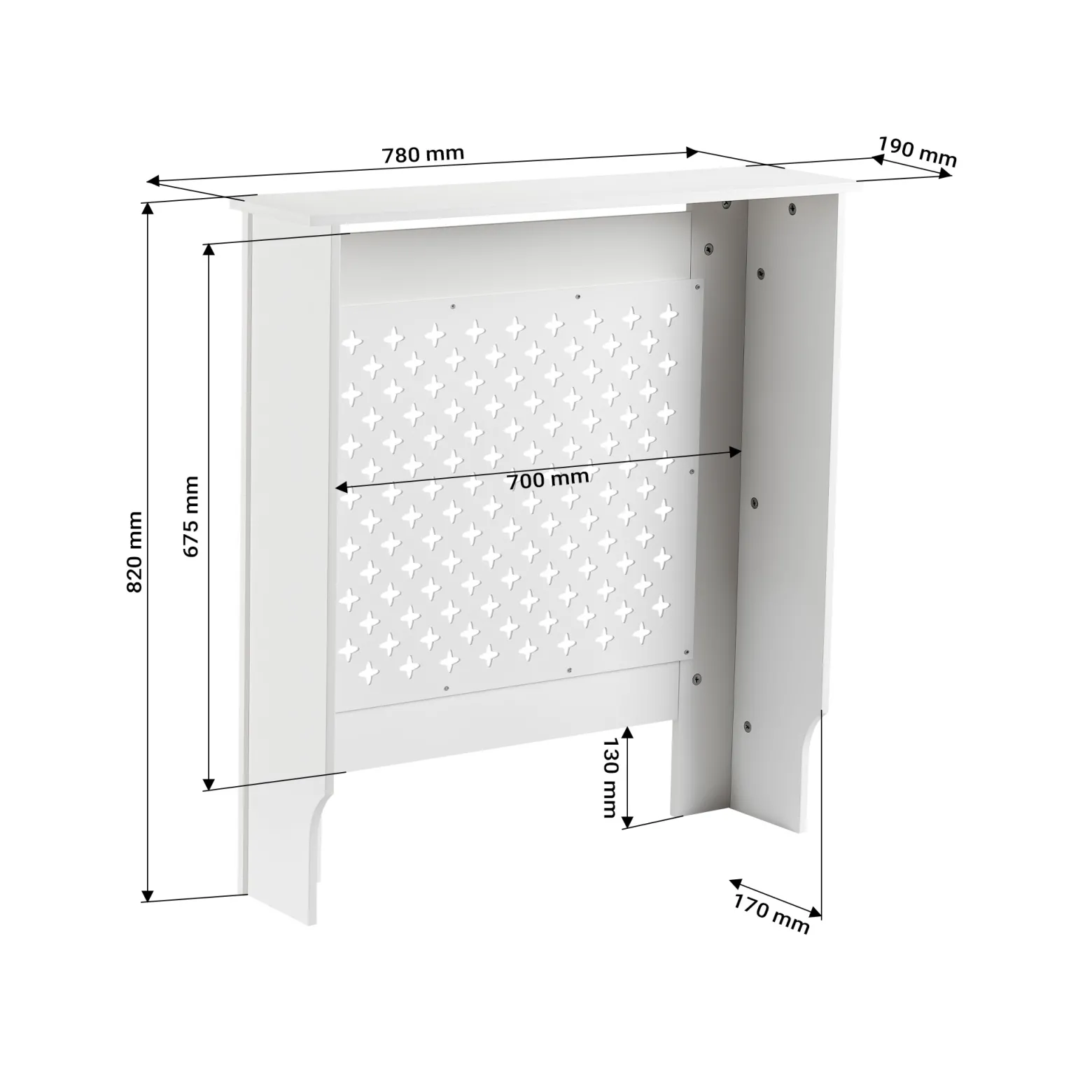 Toboli Heizkörperverkleidung weiß 78 x 19 x 82 cm, Heizkörperabdeckung aus MDF, Holzverkleidung für Heizkörper, Heizung stilvoll verkleiden