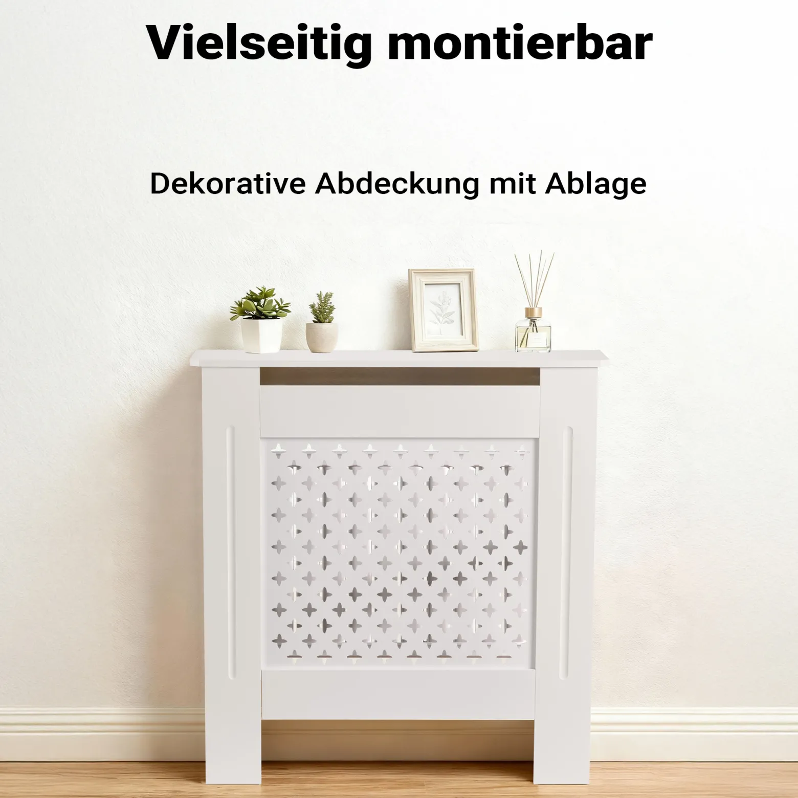 Toboli Heizkörperverkleidung weiß 78 x 19 x 82 cm, Heizkörperabdeckung aus MDF, Holzverkleidung für Heizkörper, Heizung stilvoll verkleiden
