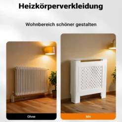 Toboli Heizkörperverkleidung weiß 78 x 19 x 82 cm, Heizkörperabdeckung aus MDF, Holzverkleidung für Heizkörper, Heizung stilvoll verkleiden