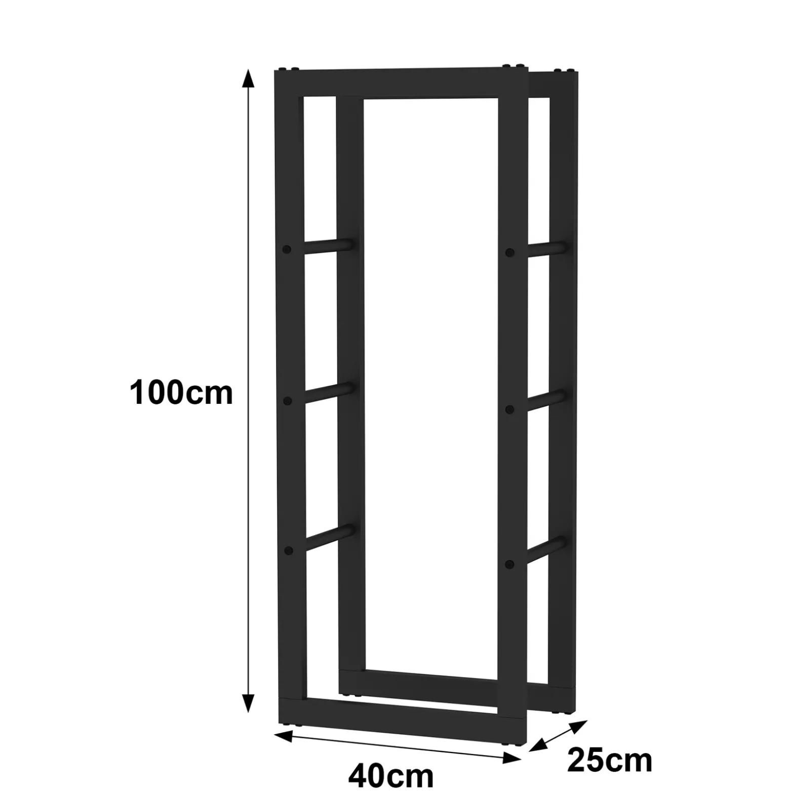 Toboli Kaminholzregal außen und innen, bis 100 kg Traglast, 100 x 25 x 40 cm, Brennholzständer aus pulverbeschichtetem Metall, Feuerholzregal freistehend
