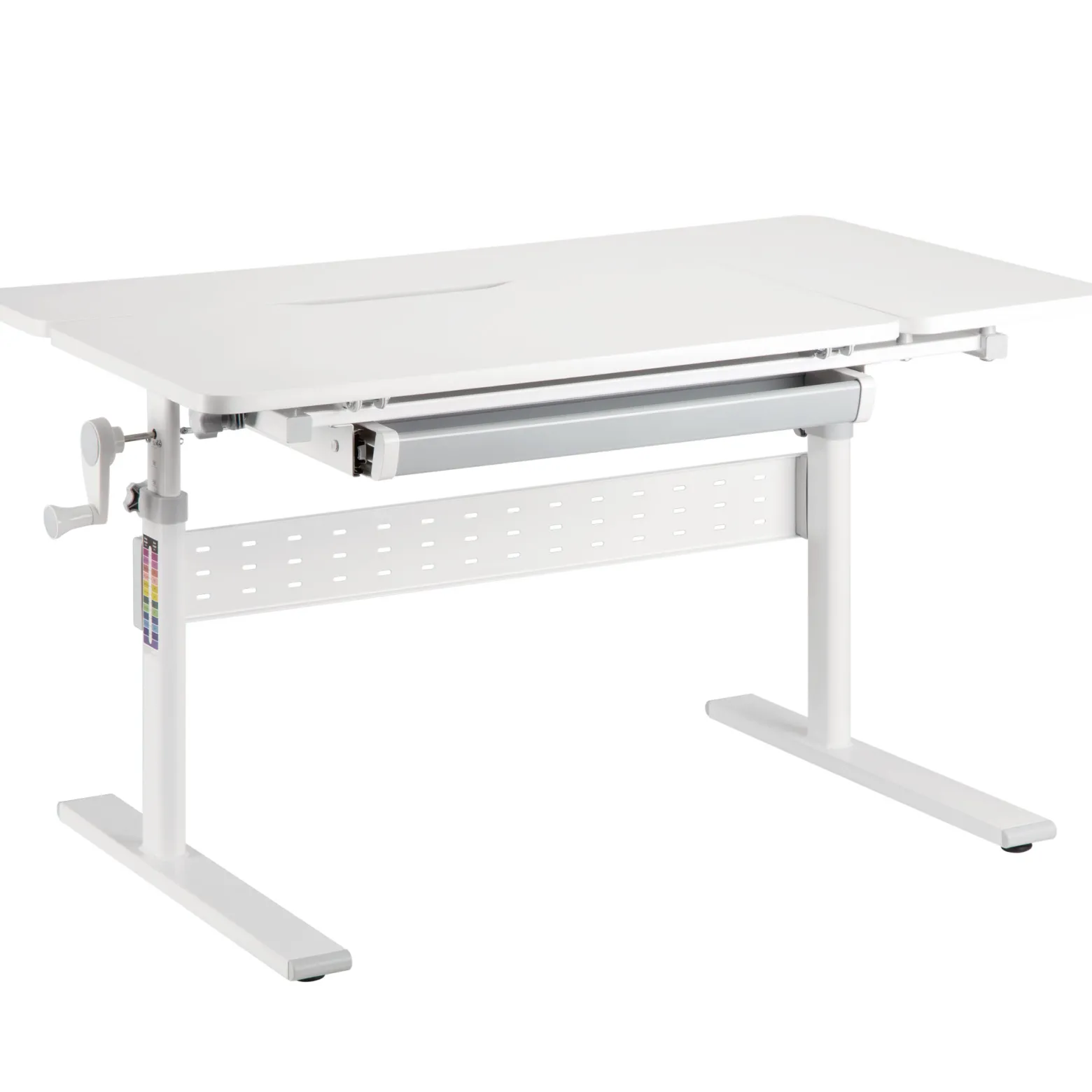 Toboli Kinderschreibtisch verstellbar 100 x 60 cm, mitwachsender Schreibtisch für Kinder neigungs-/höhenverstellbar mit Schublade