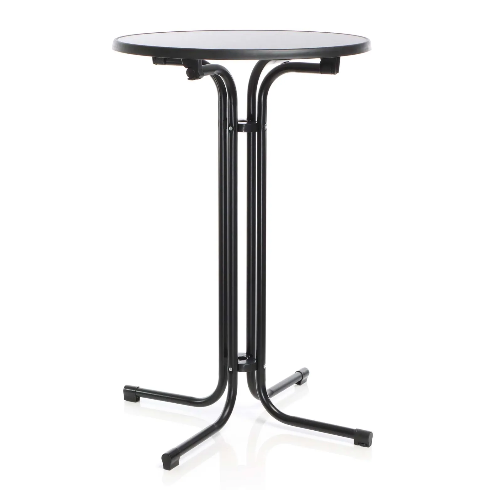 Toboli klappbarer Bistrotisch in Schwarz Ø80cm runder Stehtisch Indoor/Outdoor Klapptisch 110cm hoch