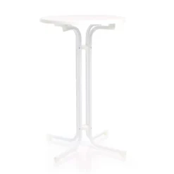 Toboli klappbarer Bistrotisch in Weiß Ø80cm runder Stehtisch Indoor/Outdoor Klapptisch 110cm hoch
