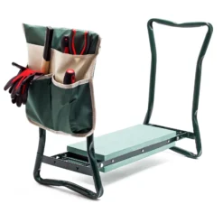 Toboli Kniestuhl für Garten, Kniehocker bis 150 kg, Kniehocker mit zwei Taschen, Kniebank mit gepolsterter Fläche, Gartenhocker zum Knien und Sitzen