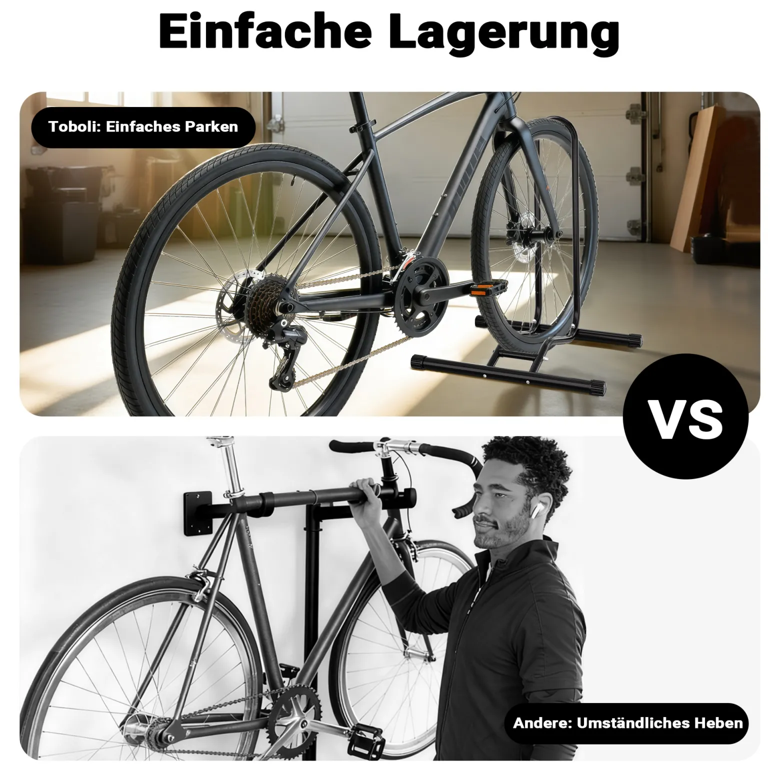 Toboli Mobiler Fahrradständer für ein Fahrrad bis 60mm Reifenbreite Montageständer Bodenständer für Reparatur, Montage usw.