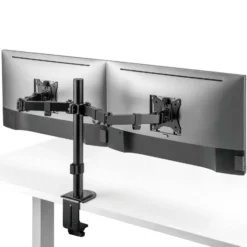 Toboli Monitorhalterung für zwei Monitore bis 32 Zoll Bildschirmhalterung Tischklemme VESA 75/100