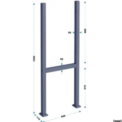 Toboli Paketbox Ständer Anthrazit 610 x 115 x 1500 mm, Standfuß mit 2 Pfosten für Briefkasten Paketkasten Mailbox, Briefkastenständer aus Stahl für Standbriefkasten