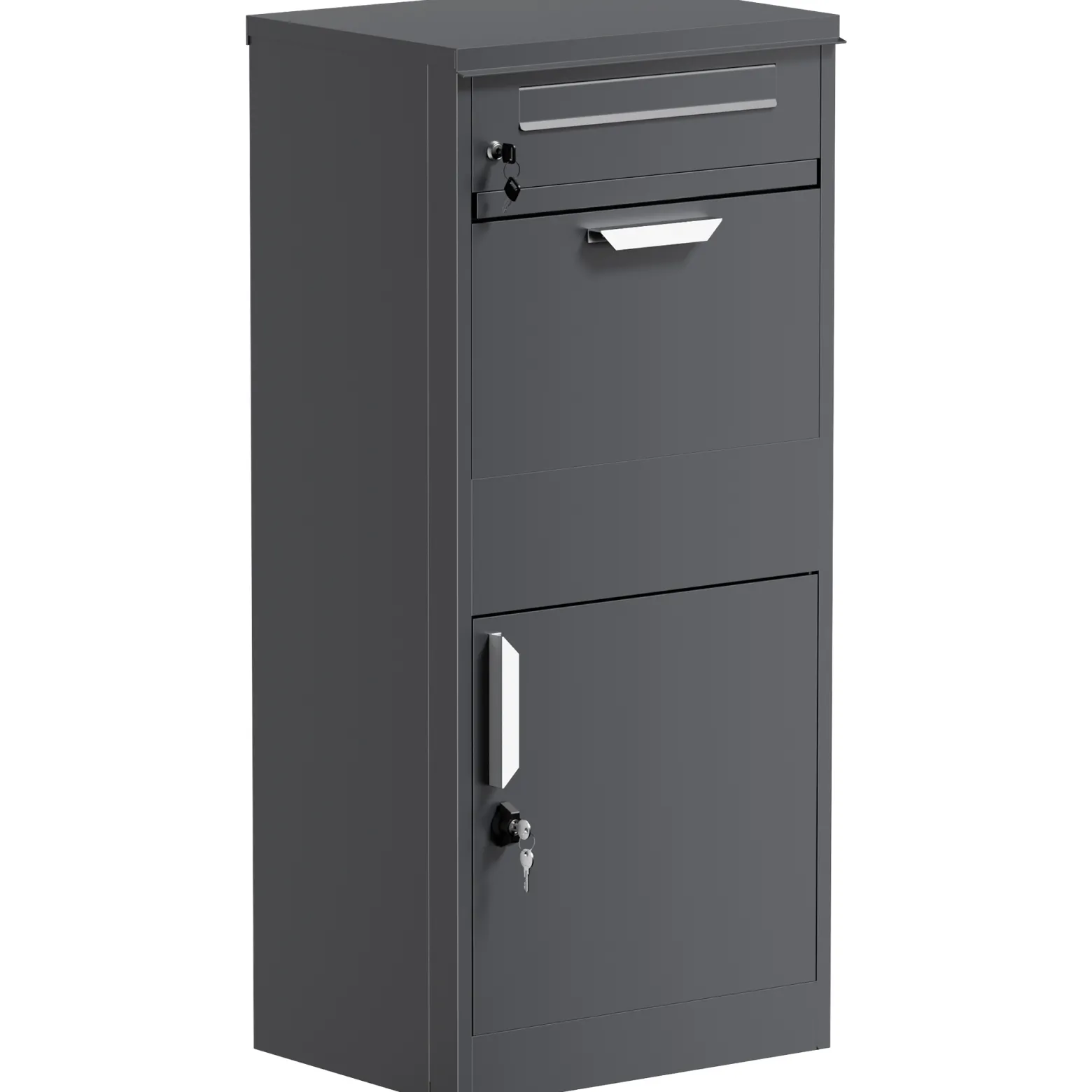 Toboli Paketkasten Anthrazit 500 x 370 x 1120 mm, Paketbox Zuhause, private Paketannahme passend für Pakete und Päckchen, Standbriefkasten Stahl