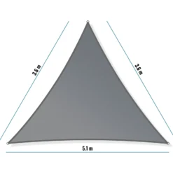 Toboli Sonnensegel Dreieck 3,6x3,6x5,1m Windfester Sonnenschutz UV 30+ für Garten, Terrasse, Balkon