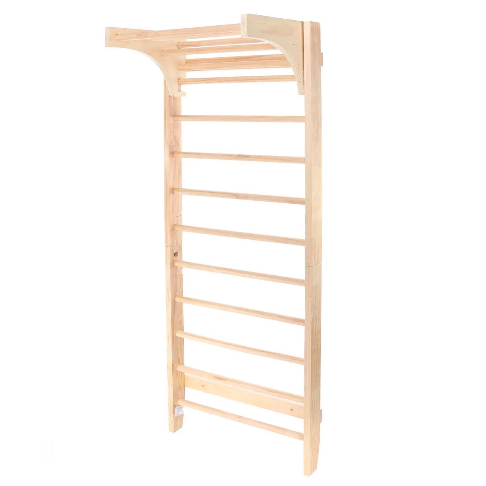 Toboli Sprossenwand in Holzoptik 220 cm, Sproßenwand bis 150kg mit höhenverstellbarer Stange, Turnwand für Kinder und Erwachsene