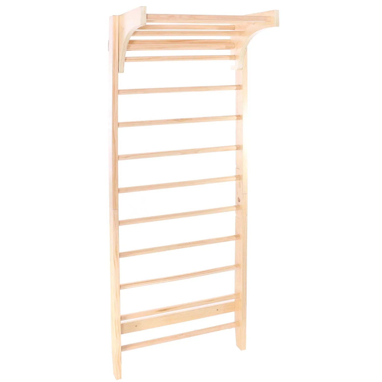 Toboli Sprossenwand in Holzoptik 220 cm, Sproßenwand bis 150kg mit höhenverstellbarer Stange, Turnwand für Kinder und Erwachsene