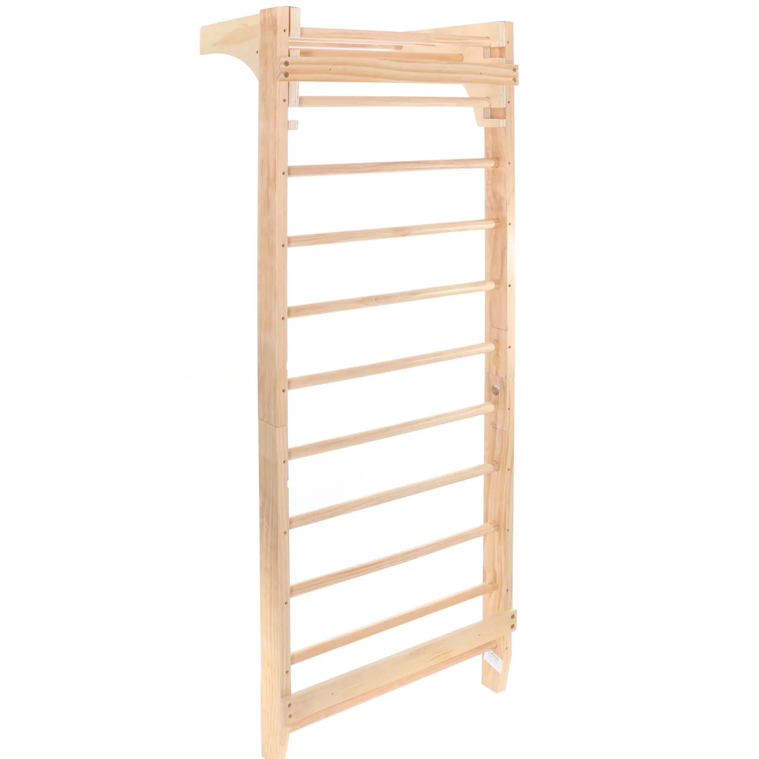 Toboli Sprossenwand in Holzoptik 220 cm, Sproßenwand bis 150kg mit höhenverstellbarer Stange, Turnwand für Kinder und Erwachsene