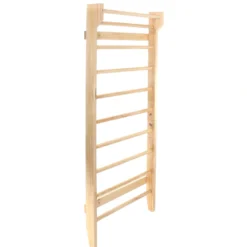 Toboli Sprossenwand in Holzoptik 195 cm, Sproßenwand bis 150 kg, Turnwand für Kinder und Erwachsene, Kletterwand für Kinderzimmer und Fitnessraum