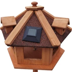 Toboli Vogelfutterhaus 130 cm mit Ständer, Vogelhaus aus Holz, wetterfestes Vogelfutterhäuschen mit Dreifuß, Futterhäuschen für Vögel
