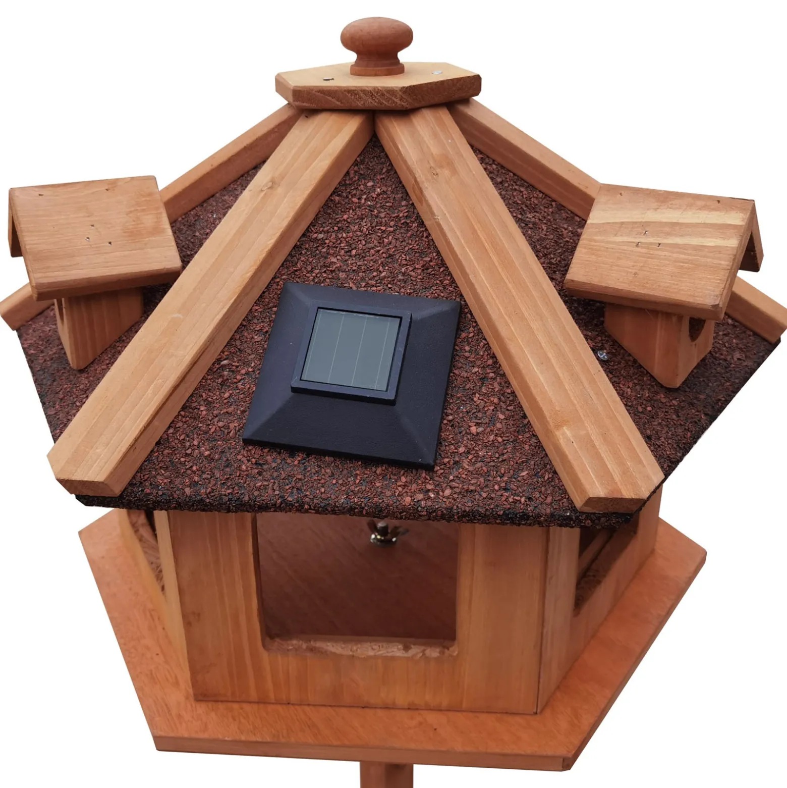 Toboli Vogelfutterhaus 130 cm mit Ständer, Vogelhaus aus Holz, wetterfestes Vogelfutterhäuschen mit Dreifuß, Futterhäuschen für Vögel