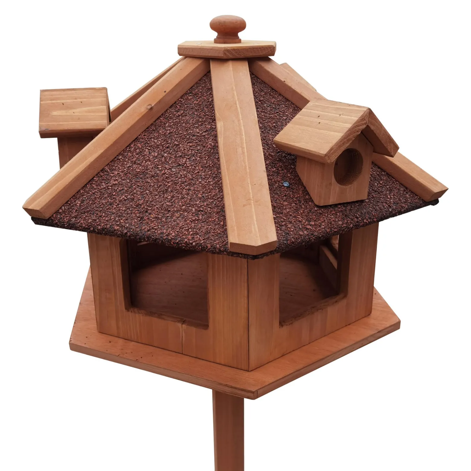 Toboli Vogelfutterhaus 130 cm mit Ständer, Vogelhaus aus Holz, wetterfestes Vogelfutterhäuschen mit Dreifuß, Futterhäuschen für Vögel