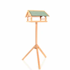 Toboli Vogelfutterhaus 119 cm mit Ständer, Vogelhaus aus Holz, wetterfestes Vogelfutterhäuschen mit Dreifuß, Futterhäuschen für Vögel