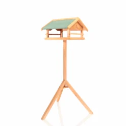 Toboli Vogelfutterhaus 119 cm mit Ständer, Vogelhaus aus Holz, wetterfestes Vogelfutterhäuschen mit Dreifuß, Futterhäuschen für Vögel