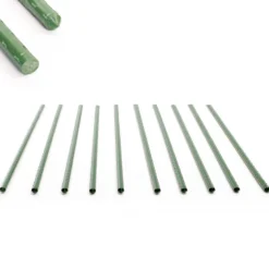 Toboli 10x Pflanzstäbe grün 60 cm Ø 8 mm Rankstäbe aus Metall und Kunststoff, Pflanzstangen für Tomaten und Kletterpflanzen