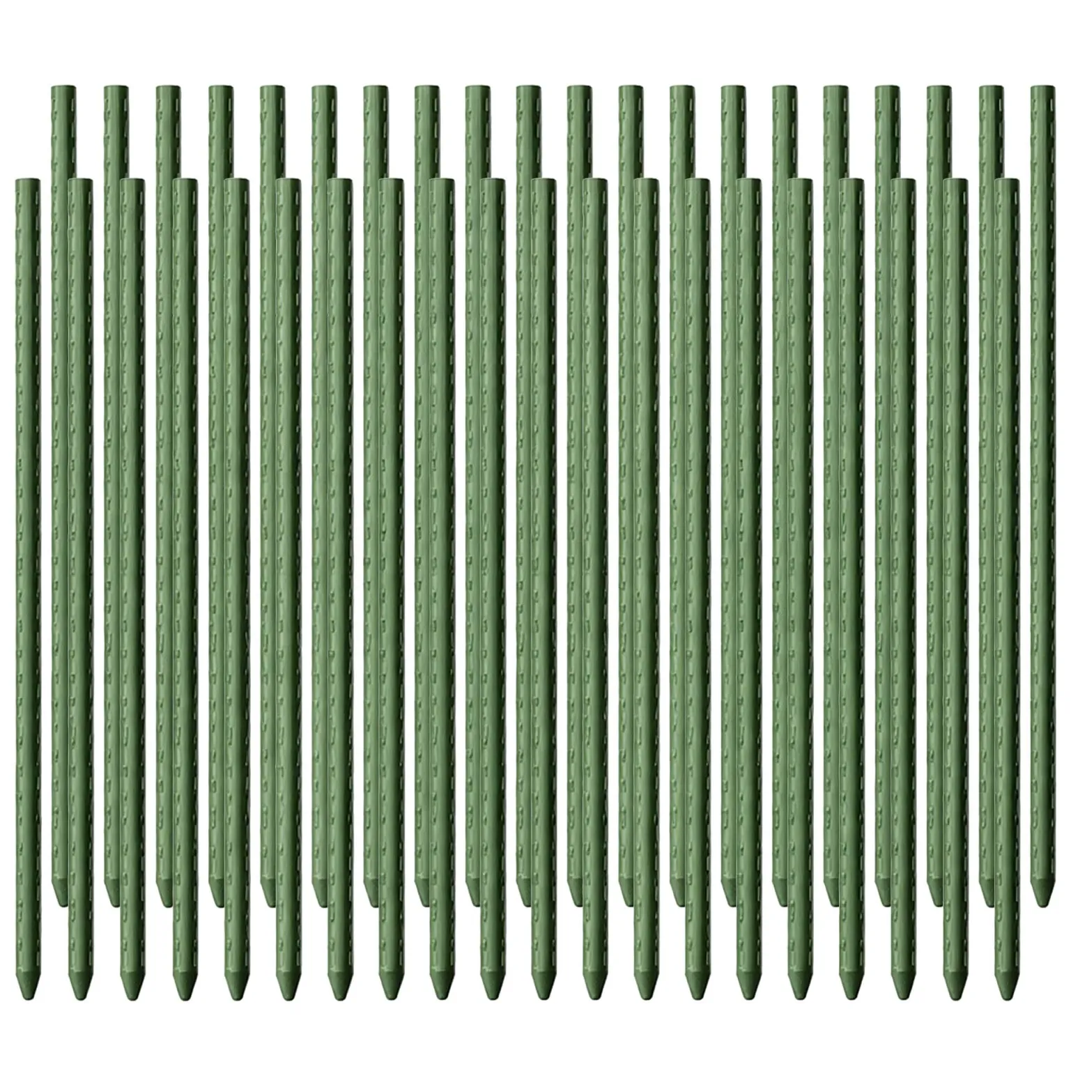 Toboli 40x Pflanzstäbe grün 120 cm Ø 11 mm Rankstäbe aus Metall und Kunststoff, Pflanzstangen für Tomaten und Kletterpflanzen