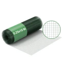 Volierendraht 4-Eck in Grün mit 12x12mm Maschengröße, 25m Rolle 100cm Höhe, aus verzinktem Stahl