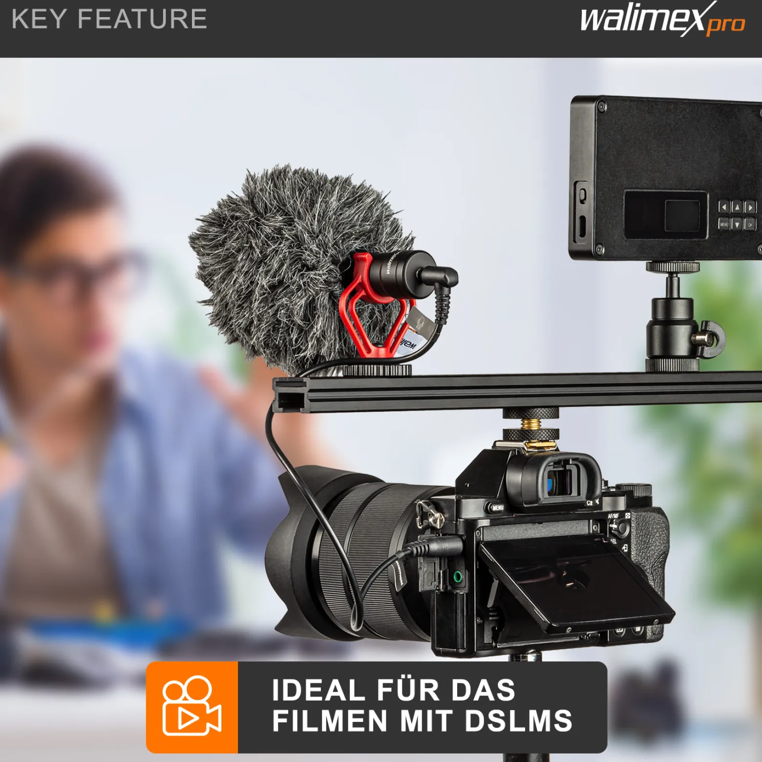 Walimex Blitzschiene Verlängerungsschiene - Länge 15 cm, um 360° drehbar - Beidseitige Blitzschuh Halterung - mit 1/4" Gewinde - für Magic Arm, Videoleuchte, Mikrofone, Stativ